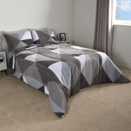OHS Geometric Teddy Fleece Coverless Duvet Bedding Set 10.5 Tog, Grey - King - thumbnail 2