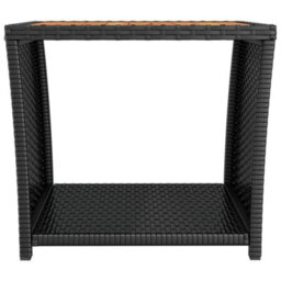 Walplus Tea Table With Wooden Top Black Poly Rattan&solid Wood Acacia - thumbnail 3