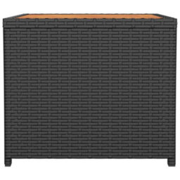 Walplus Tea Table With Wooden Top Black Poly Rattan&solid Wood Acacia - thumbnail 4