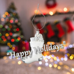 Christmas Tree Decoration Silver White Stocking Ornament X - thumbnail 4