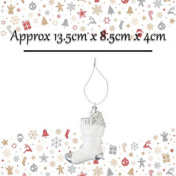 Christmas Tree Decoration Silver White Stocking Ornament X - thumbnail 2