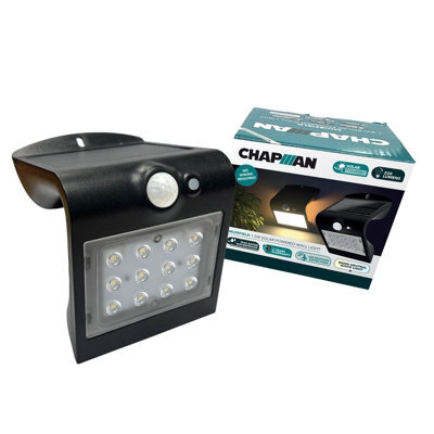 Chapman Muirfield 1X  Black 4W Pir Solar Wall Light Ip65 4000K - image 1