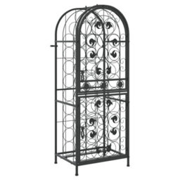Berkfield Wine Rack For 41 Bottles Black 45X36X120 Cm Wrought Iron - thumbnail 2