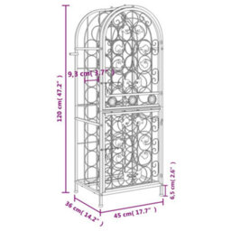 Berkfield Wine Rack For 41 Bottles Black 45X36X120 Cm Wrought Iron - thumbnail 7