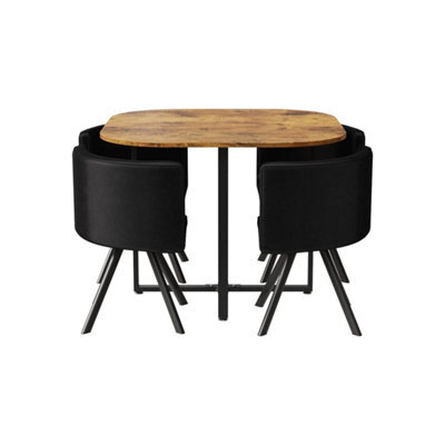 Space Saving Dining Table With 4 Velvet Chairs Set For Dining Room Furniture - image 1