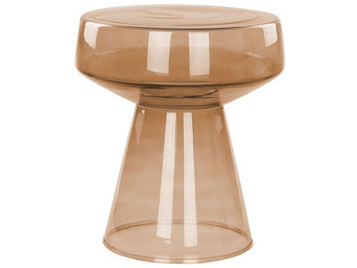 Wyld And Coco Luxeliving Transparent Golden-Brown Glass Side Table 37 X 37 X 43 Cm Oval Designer Shape - image 1