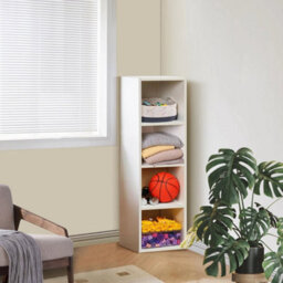 Wooden Storage Unit Cube 4 Tier Strong Bookcase Shelving Home Office Display - thumbnail 5