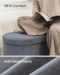 LEDREM Storage Ottoman Bench, Storage Chest, Folding Foot Rest Stool, Easy Assembly, For Living Room, Entryway, Bedroom, Velvet Fabric - thumbnail 7