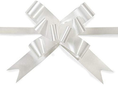 Shatchi 20Pcs White 30mm/3Cm Large Ribbon Pull Bows For Gift Wrapping, Hampers, Florist Bouquets, Wedding Cars And Party Décor Pullbow - image 1