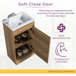 Plum&clay Rigel Natural Oak Floor Standing Cloakroom Vanity Unit With Resin Basin (W)55Cm (H)87Cm - thumbnail 4