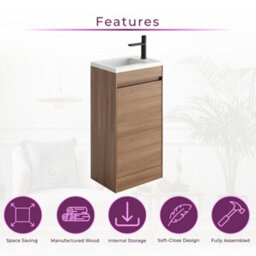 Plum&clay Rigel Natural Oak Floor Standing Cloakroom Vanity Unit With Resin Basin (W)55Cm (H)87Cm - thumbnail 3