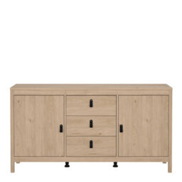 Wyld Haus Wildberry Sideboard In Natural Oak Finish, 2 Doors 3 Drawers - thumbnail 3