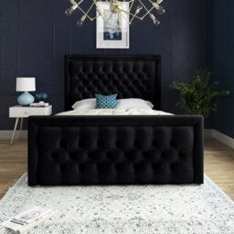 Ds Living Kingston Upholstered Soft Black Plush Velvet Single Size Bed Frame 3Ft - thumbnail 3