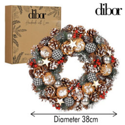 Dibor 35Cm White Berries And Roses Xmas Festive Decor Front Door Wreath Christmas Wreath - thumbnail 5