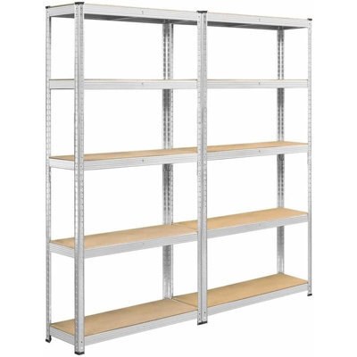 Vivo 5 Tier Boltless Industrial Racking Unit Garage Shelving Adjustable Height Storage (2 Packs)