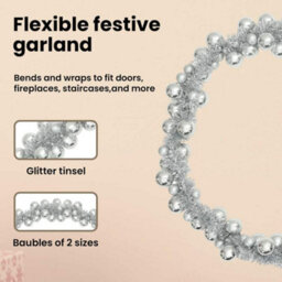 Vidaxl Christmas Ball Garland Silver 186 Cm Polystyrene - thumbnail 8
