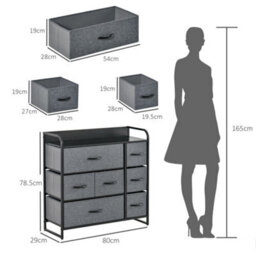 Wyld Haus Lizi Grey 7-Drawer Foldable Fabric And Metal Storage Chest - 80W X 29D X 78.5H Cm - thumbnail 4