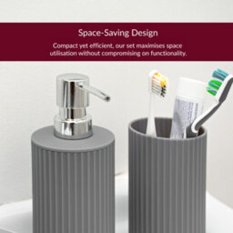 Innoteck Essentials 4Pc Bathroom Accessory Set(Matt Grey) - Soap Dish, Soap Dispenser, Tumbler(X2). - thumbnail 4