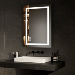 Emke Led Bathroom Mirror Bluetooth Bathroom Mirror With Shaver Socket Dimmable Mirror With Demister, Fuse, 500X700mm - thumbnail 1