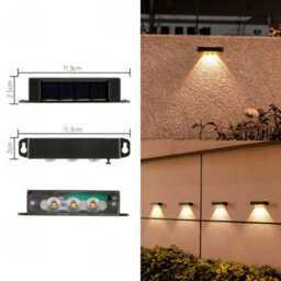 Amorly 4 Pack Solar Powered Outdoor Wall Lights, Dusk To Dawn 3Led Convex Lens White Light, Waterproof Decor Lamp For Fencing, Decking - thumbnail 1