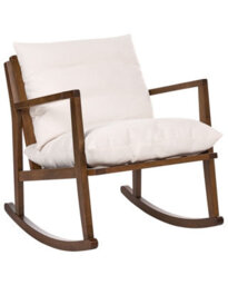 Wyld And Coco Scandinavian Rocking Armchair - Light Beige Fabric, Solid Rubberwood Frame, Compact (W65 X D75 X H75Cm) - thumbnail 3