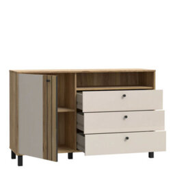 Wyld Haus Osaka Mauvella Oak & Cream 3-Drawer Chest With 1 Door - thumbnail 4