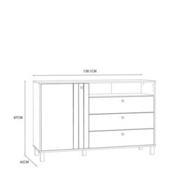Wyld Haus Osaka Mauvella Oak & Cream 3-Drawer Chest With 1 Door - thumbnail 6