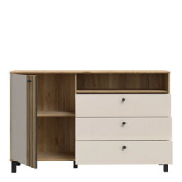 Wyld Haus Osaka Mauvella Oak & Cream 3-Drawer Chest With 1 Door - thumbnail 5