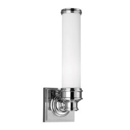 Elegant Ip44 Wall Light With White Etched Glass And Polished Chrome Finish