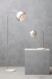 Orsina Chrome Arched Floor Lamp, White Marble Base Standing Light, Adjustable Dome Shade Floor Lamp For Living Room - thumbnail 2