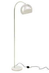 Orsina Chrome Arched Floor Lamp, White Marble Base Standing Light, Adjustable Dome Shade Floor Lamp For Living Room