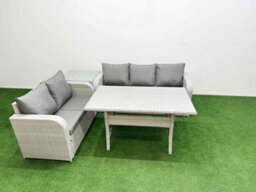 Fimous 5 Seater Pe Rattan Wicker Garden Furniture Conservatory Sofa Set 3 Seater Sofa Love Sofa Side Table - thumbnail 1