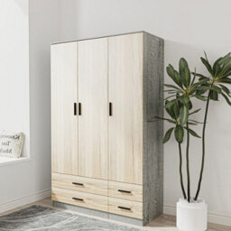 Urbn-Living Urbnliving 180Cm Height Oak 3 Door 4 Drawer Wardrobe Storage Shelf Modern Bedroom Ash Grey Furniture - thumbnail 1