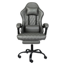 Levede Office Desk Chair Pu Gaming Recliner Adjustable Height Swivel Grey - thumbnail 3