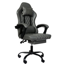 Levede Office Desk Chair Pu Gaming Recliner Adjustable Height Swivel Grey - thumbnail 2