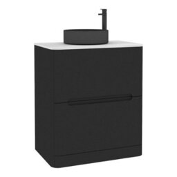 Royal Bathrooms Venice 700mm Matt Nocturne Black Freestanding Bathroom Countertop Vanity Unit 2 Drawer With Art Round Basin - thumbnail 7