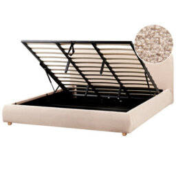 Beliani Ottoman Bed Boucle Blagnac 180 X 200 Cm (Eu Super King) Beige - thumbnail 1
