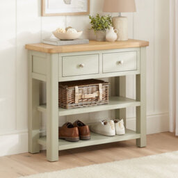The Furniture Market Marbury Sage Green Painted 2 Drawer Hall Console Table - thumbnail 1