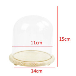 Living And Home Spherical Immortal Glass Cover With Wood Base 15Cm - thumbnail 2
