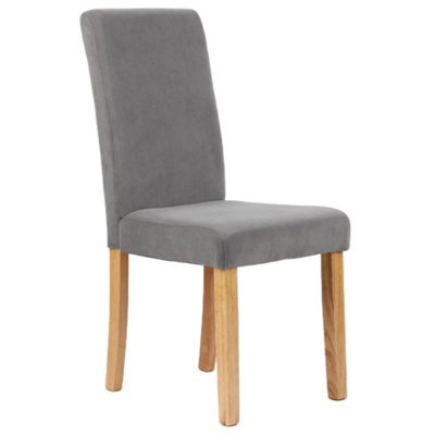 6 X Grey Velvet Dining Chairs Diamond Stitch Back Wooden Legs Velvet Material - image 1