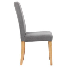 6 X Grey Velvet Dining Chairs Diamond Stitch Back Wooden Legs Velvet Material - thumbnail 4
