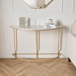 OHS Marble Console Table Bed Side Semi Circle Bedroom Office Wall Coffee Living Room - thumbnail 1