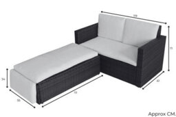 Evre 2 Seat Outdoor Rattan Garden Love Bed Furniture Set Black With Weatherproof Cover - Inc Weekend Delivery - thumbnail 9