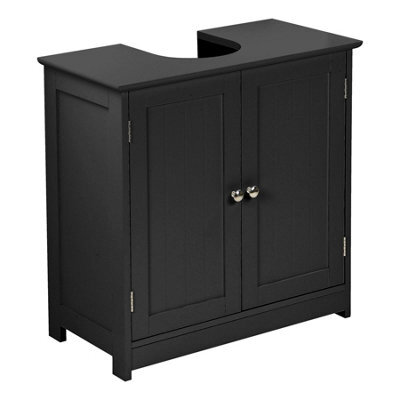 Taylor & Brown Black Wooden Under Sink Bathroom Cabinet With Shelf, Free Standing Storage Cupboard, 60X30X60Cm - image 1