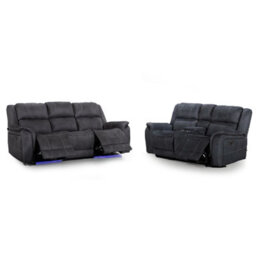 Furnishings For Less UK Cassandra 3 + 2 Electric Recliner Sofa Set Grey Fabric Usb - thumbnail 1