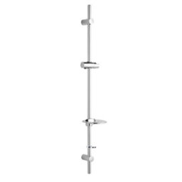 Methven 1M Adjustable Chrome Shower Riser Rail - Adjustable Brackets 600 mm - Includes Handset Holder Soap Dish & Hose Retainer - thumbnail 1