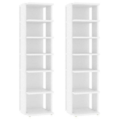 Berkfield Elegant Shoe Cabinets 2 Pcs White 27.5X27X102 Cm Engineered Wood - image 1