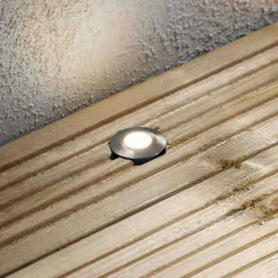 Litecraft Recessed Brushed Steel Warm White Led Outdoor Decking Lights - image 1