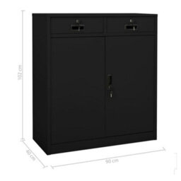 Vidaxl Office Cabinet Black 90X40X102 Cm Steel - thumbnail 3