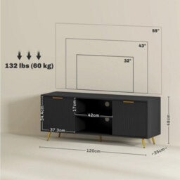 Modern Tv Stand Cabinet With Storage 2 Cable Hole For Less Than 55 Black - thumbnail 3